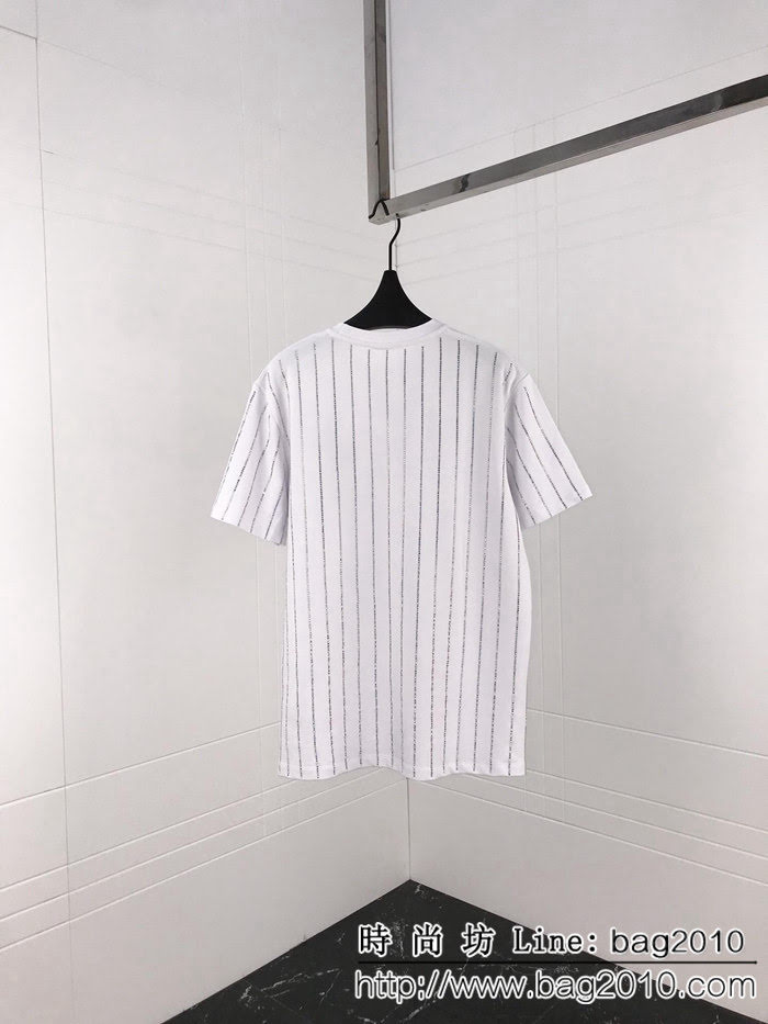 YSL聖羅蘭 19ss最新元素 條紋萬鑽 加厚純棉短袖 情侶款 ydi1469